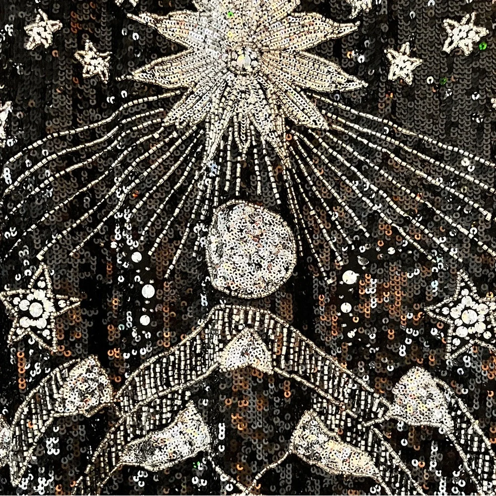 All Saints Noushka black and silver sequins mini dress size 6 - Picture 5 of 11